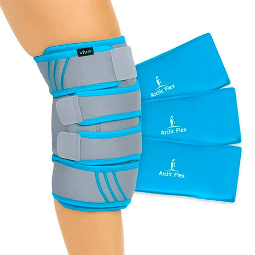 Vive Knee Ice Wrap with Adjustable Strap - Cold Therapy for Knee Pain Relief, Swelling & Recovery - Perfect for Arthritis, Injuries & Post-Surgery (Model: SUP1070GRY) - Ideal for Athletes, Runners & Active Lifestyles