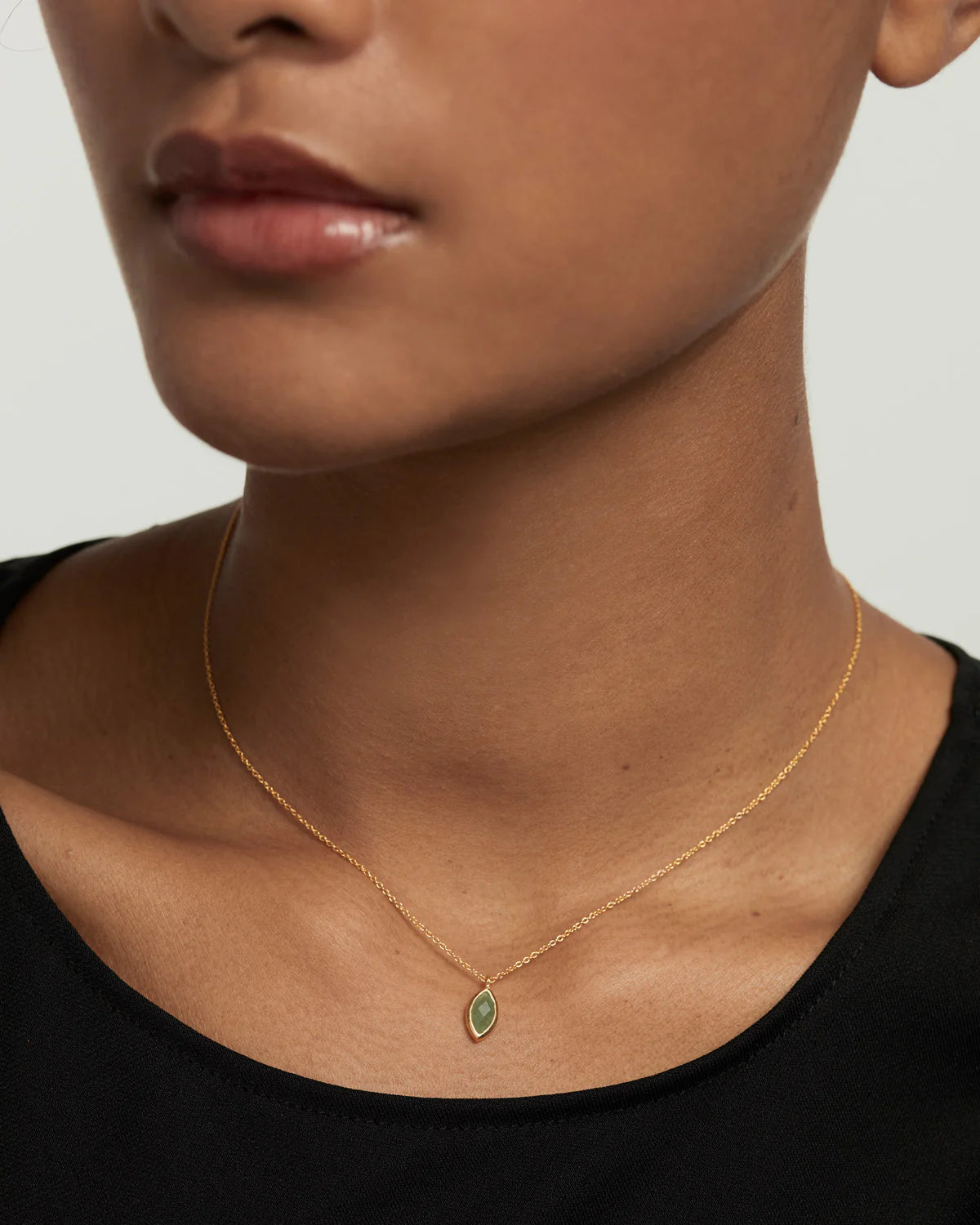 18K Yellow Gold Vermeil Green Aventurine Nomad Necklace for Women - Boho Chic Layering Jewelry for Everyday Wear & Special Occasions