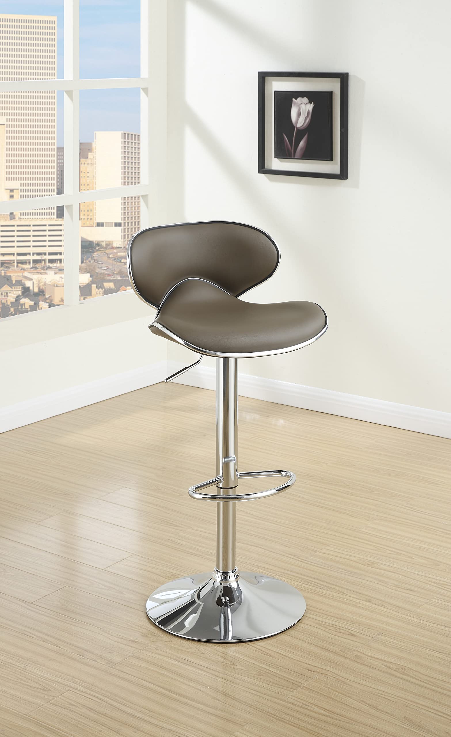 Premium Espresso Faux Leather PVC Bar Stools Set of 2 - Adjustable Height Counter Stools for Kitchen Island, Breakfast Bar & Home Decor - Modern Dining Chairs for Restaurants, Cafes & Residential Use