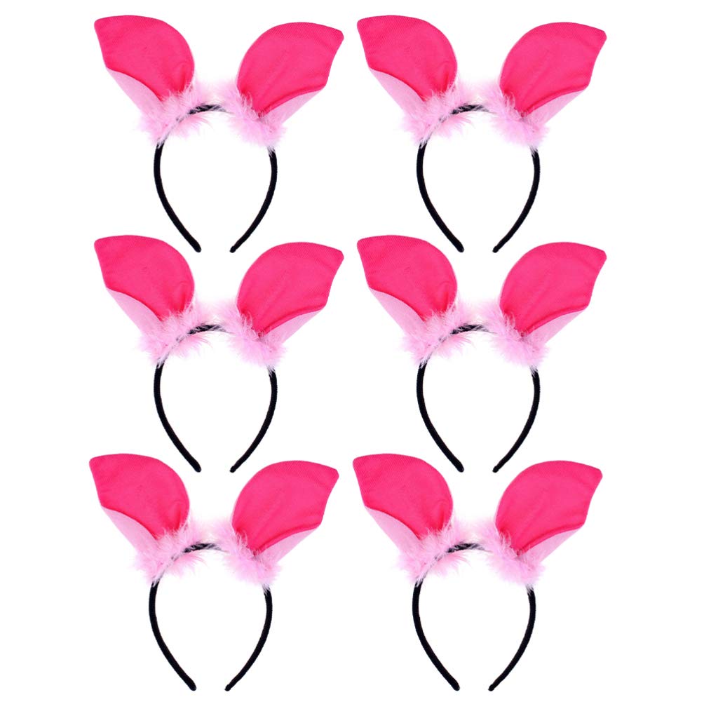 Beaupretty 6 Pack Plush Animal Headbands - Cute Pig Ears Headband for Halloween, Costume Parties, Dress Up & Photo Props - Fun Hair Accessories for Women & Girls (Pink) - Perfect for Halloween, Cosplay, Birthday Parties & Themed Events
