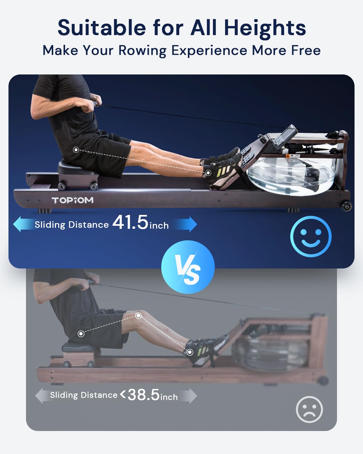 Foldable Water Rowing Machine for Home Gym - Bluetooth Connected Rower with LCD Monitor, Adjustable Foot Pedals & Tablet Holder - Perfect for Full-Body Workout, Cardio Training & Small Space Fitness