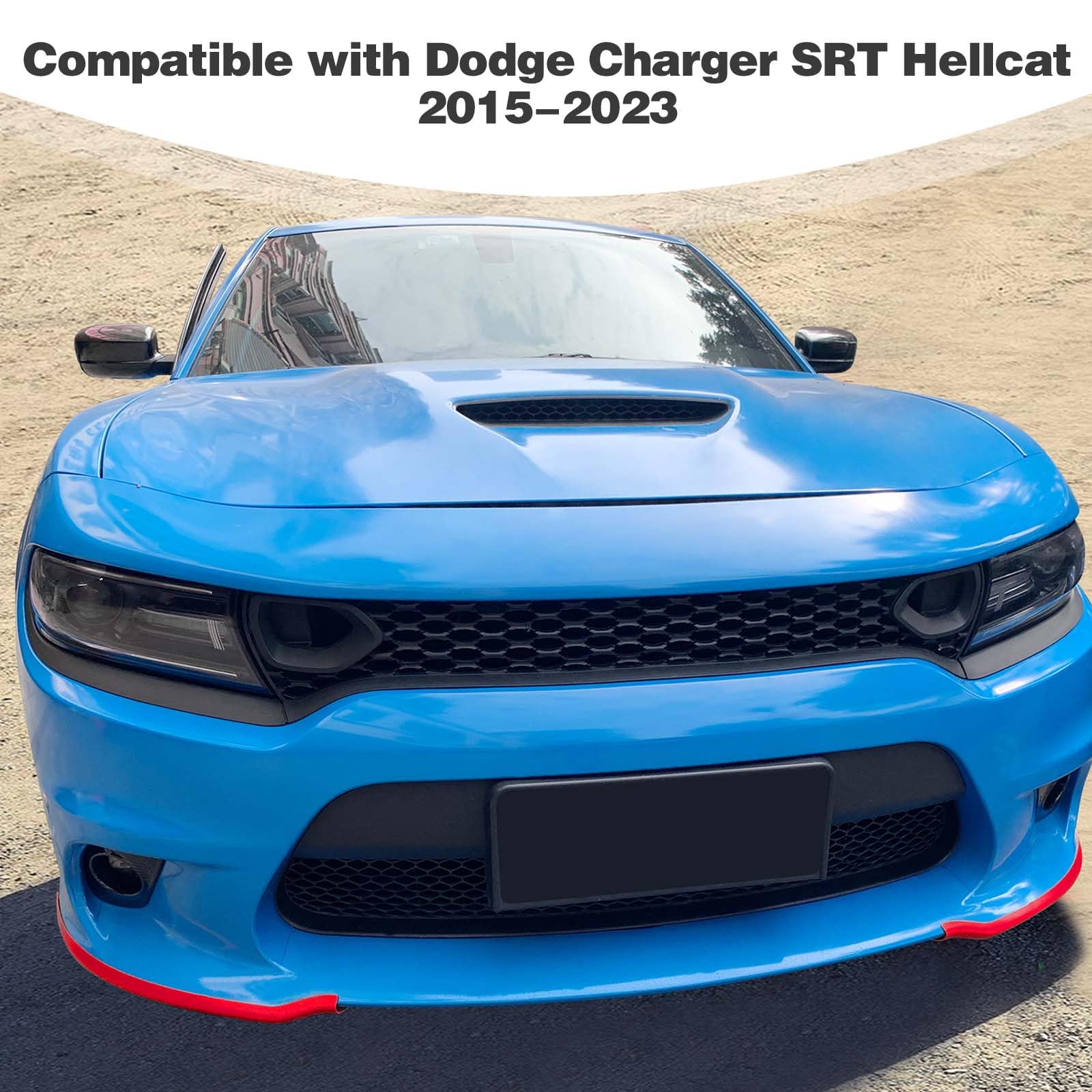 2015-2023 Dodge Charger SRT Hellcat Front Bumper Lip Splitter Protector Cover - Red Exterior Accessories (2-Piece Set) | Enhance Style & Protection for Street Racing & Car Shows