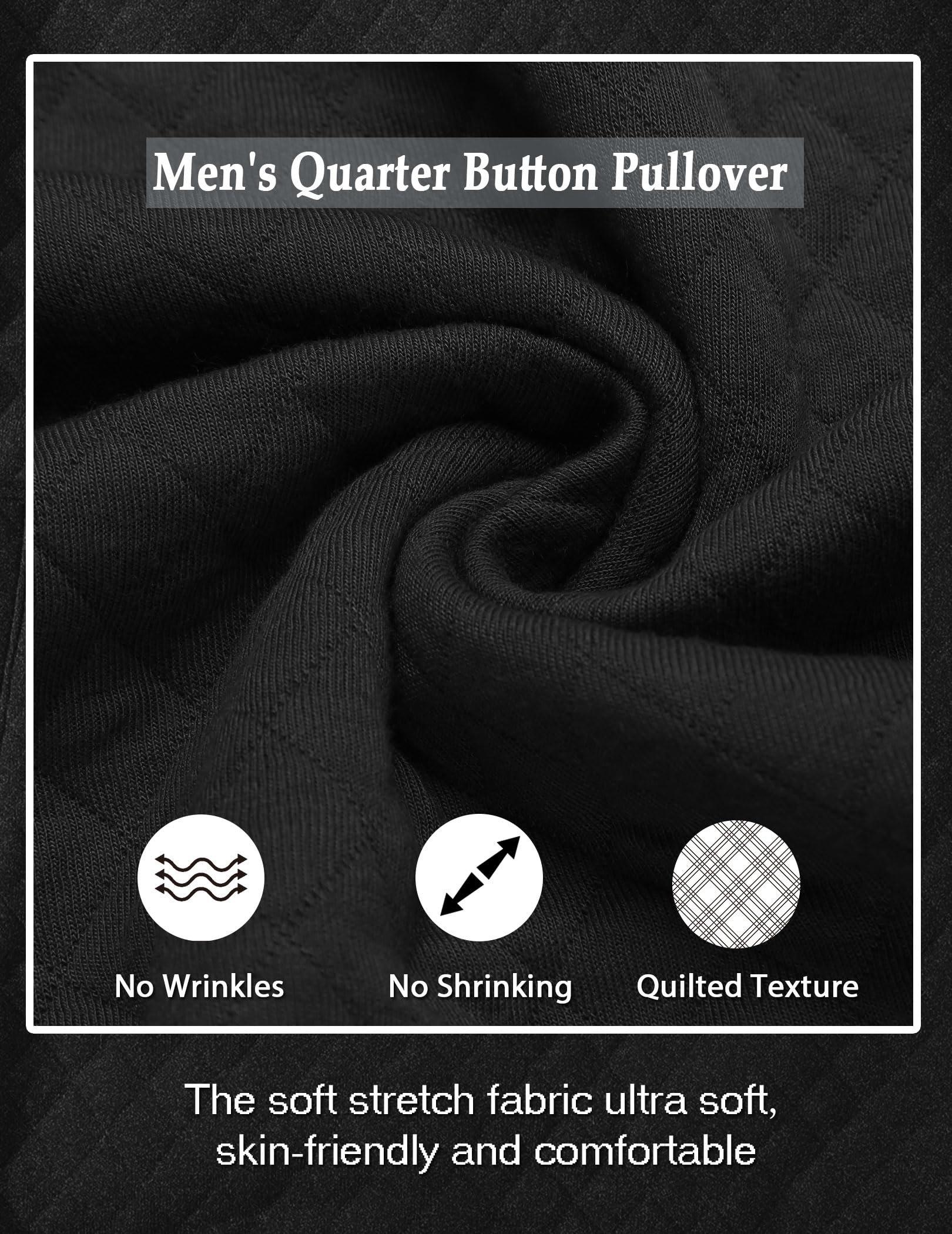 COOFANDY Men's Quilted Quarter Sweatshirt - Long Sleeve Mock Neck Waffle Knit Pullover with Pockets | Casual Wear, Outdoor Activities & Layering Essential