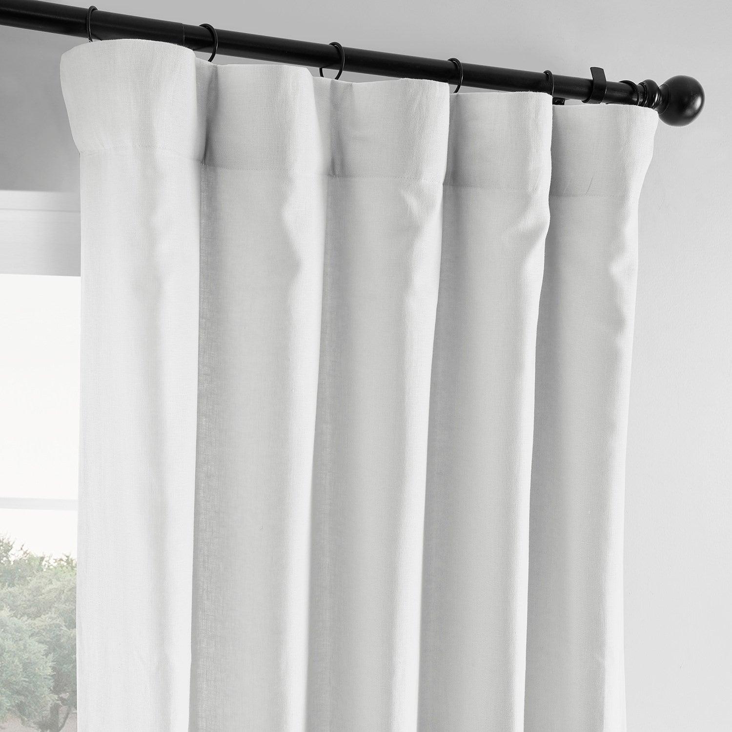 Premium French Linen Blackout Curtains - 100% Natural Linen Window Drapes for Bedroom & Living Room - Thermal Insulated Light Blocking Curtain Panels (White, 84 Inch) | Perfect for Home Decor, Nursery & Office Privacy