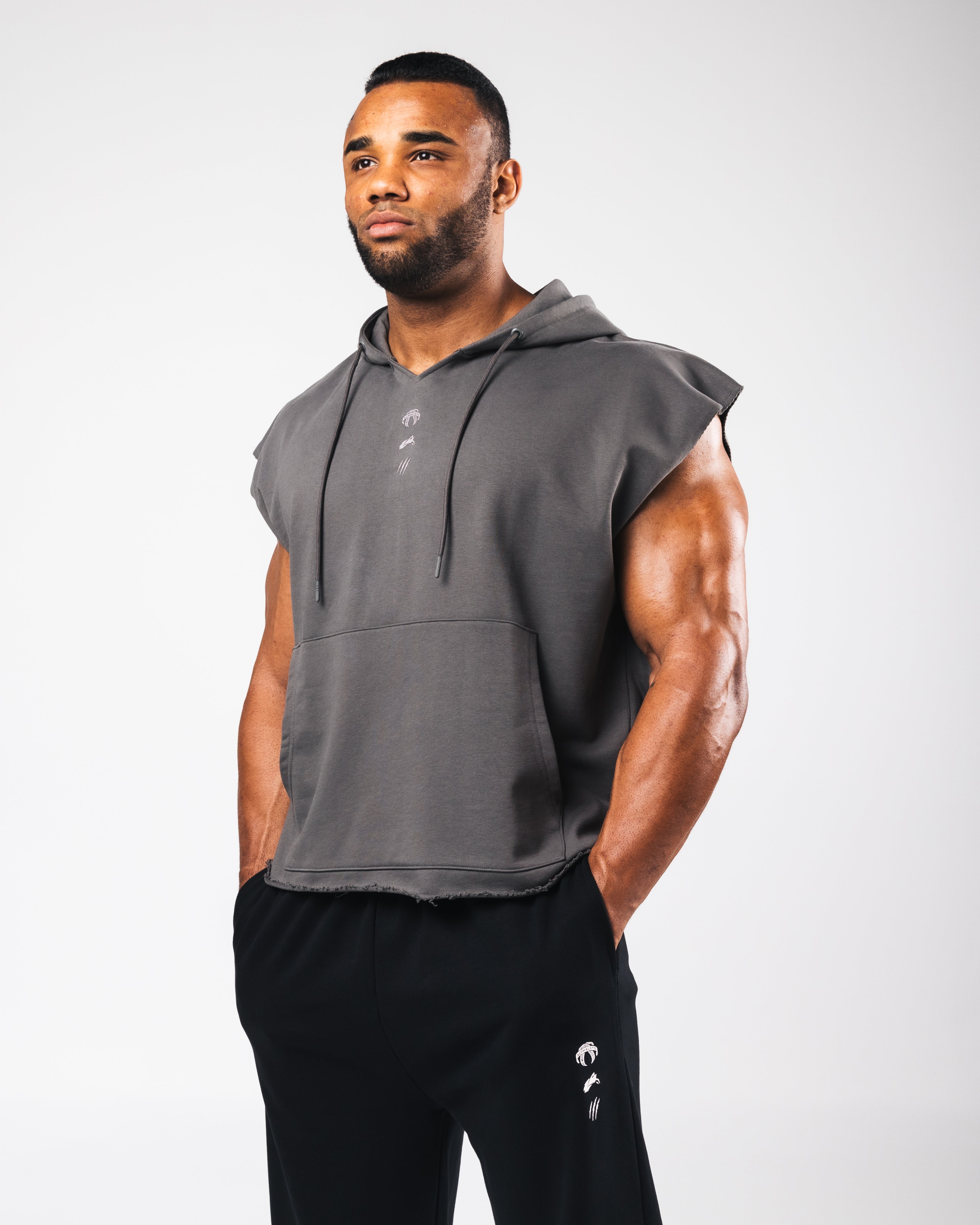 Men's Three Pillar Capped Hoodie - Pewter Gray Pullover Sweatshirt for Casual Wear & Street Style Fashion