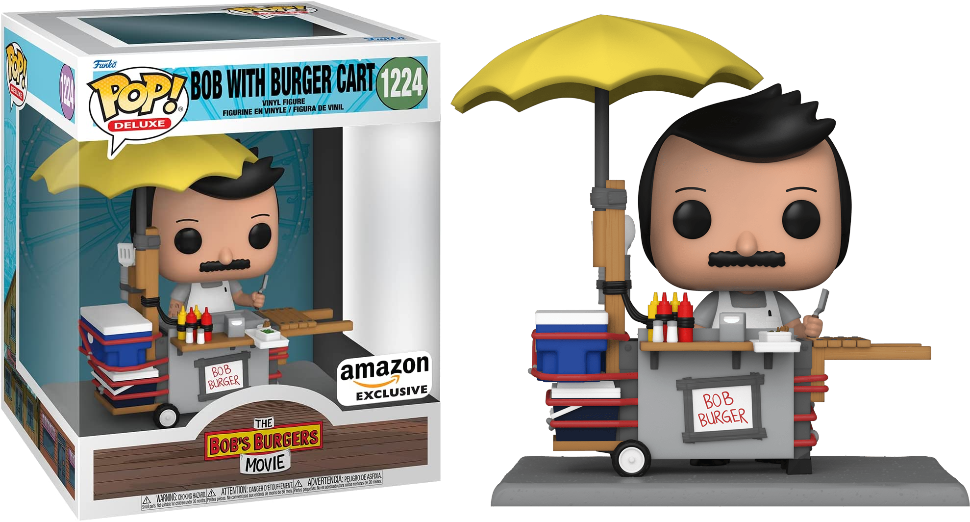Bob's Burger with Burger Cart - Amazon Exclusive Collectible Figure #1224 - Perfect for Display, Gifts, and Fast Food Themed Collections