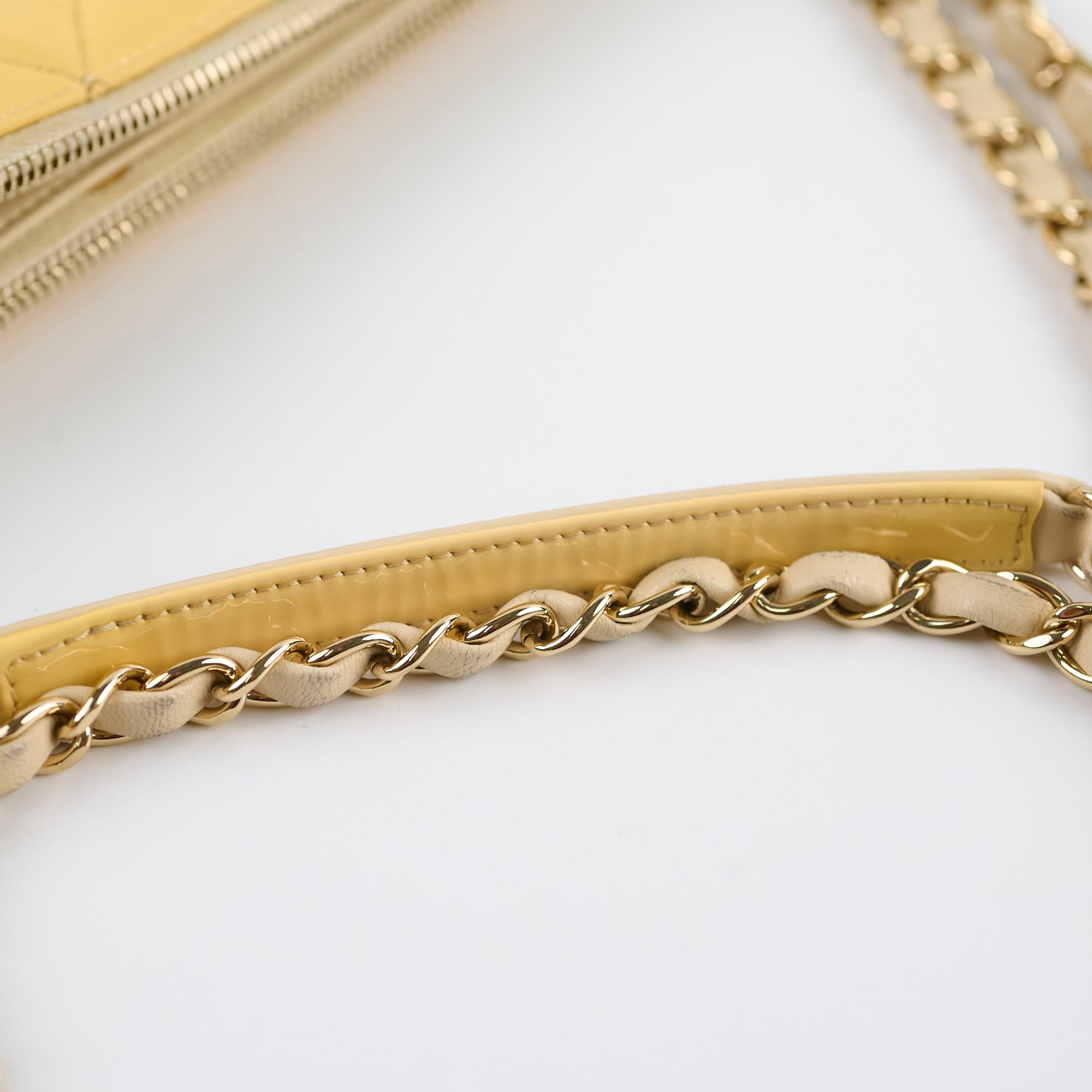 Chanel Patent Leather Shoulder Bag Ivory & Yellow - Luxury Designer Handbag for Women | Perfect for Parties, Weddings & Evening Events