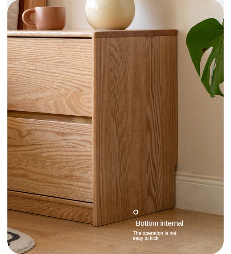 Solid Oak Wood Nightstand with 2 Drawers - Bedroom Side Table for Bedside Storage & Organization