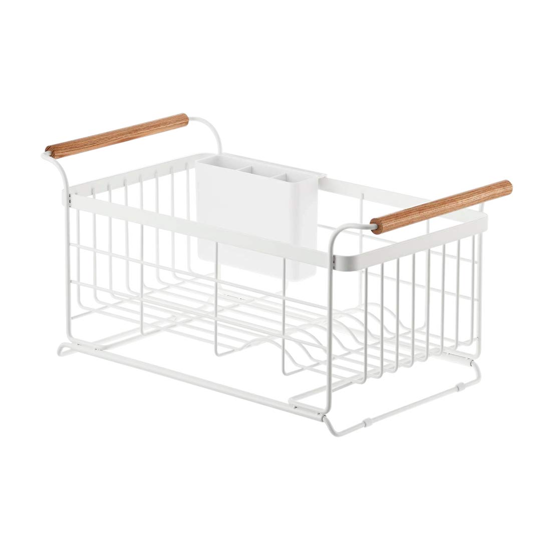 Expandable White YAMAZAKI Home Sink Dish Drainer Rack - Kitchen Drying Organizer Holder for Dishes & Utensils - Perfect for Small Spaces & Countertop Organization