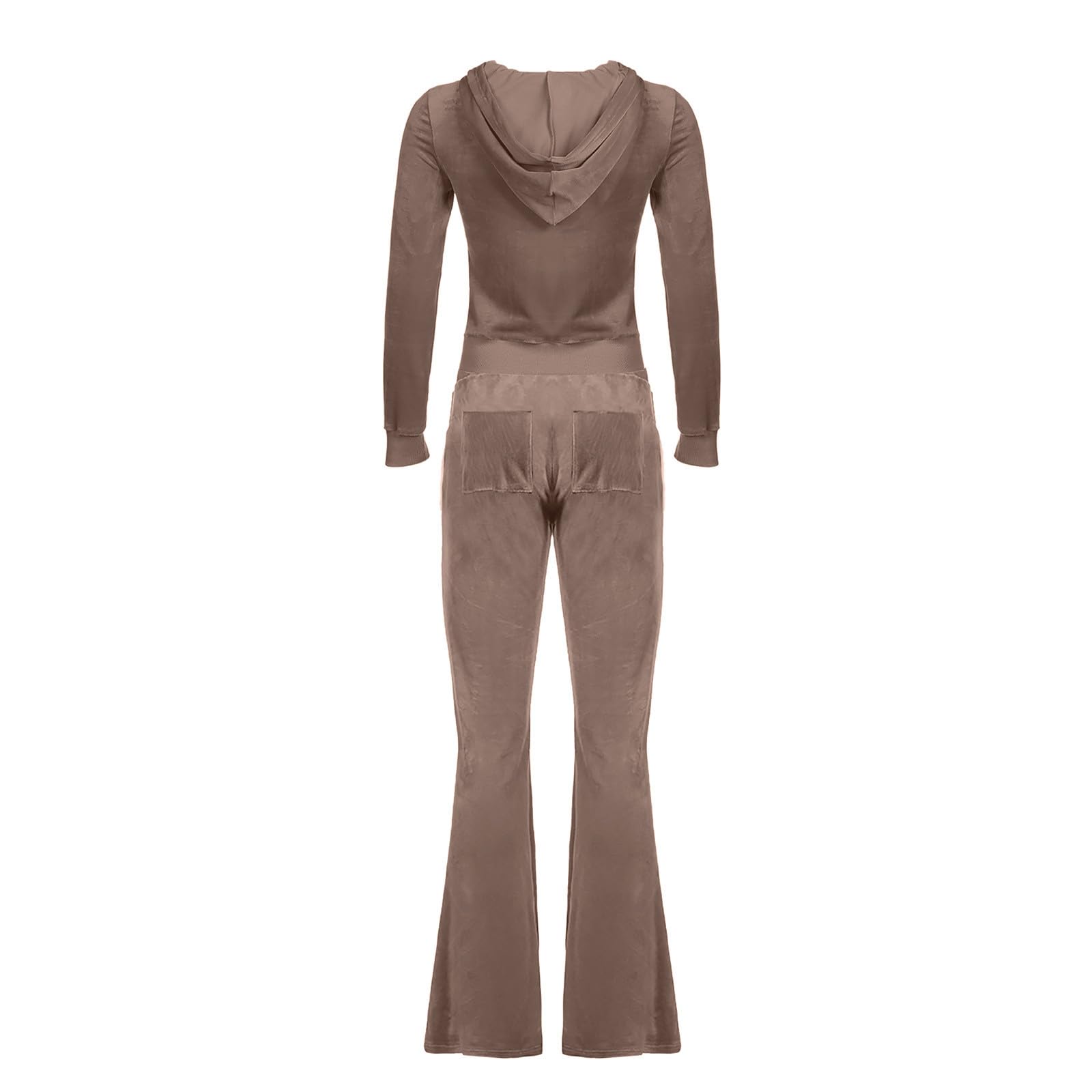 Stylish Women's 2-Piece Lounge Set - Zip Up Hooded Sweatshirt & Pants Comfy Velvet Outfit for Casual Wear | Perfect for Home Relaxation, Yoga & Coffee Dates
