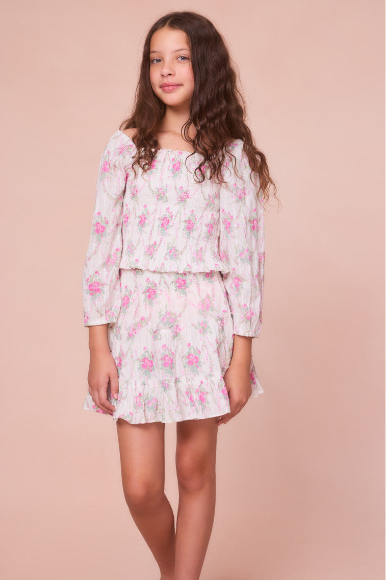 Girls' Malva Cotton Floral Print Top - Soft & Breathable Summer Blouse for Casual Wear, School, and Outdoor Activities