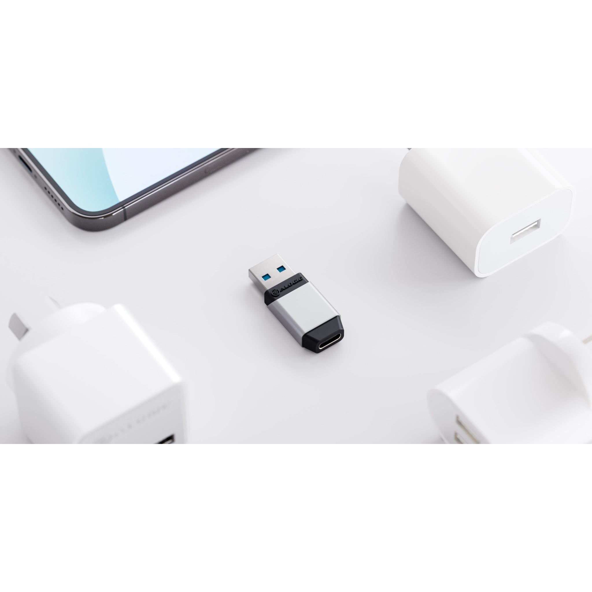 ALOGIC Ultra Mini USB A to USB C Adapter - Space Grey | Fast Charging & Data Transfer | Compatible with iPhone 15, Samsung Galaxy, MacBook & More | Perfect for Travel, Office & Home Use