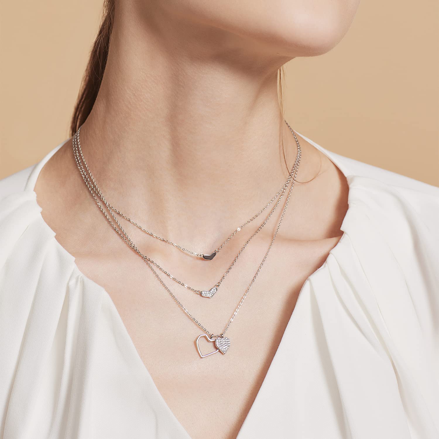 Meissa Hollow Heart Pendant Necklace for Women - Rose Gold Plated Double Love Friendship Necklace, Elegant Gift for Mother's Day, Valentine's Day & Anniversary | Perfect for Date Nights, Weddings & Special Occasions