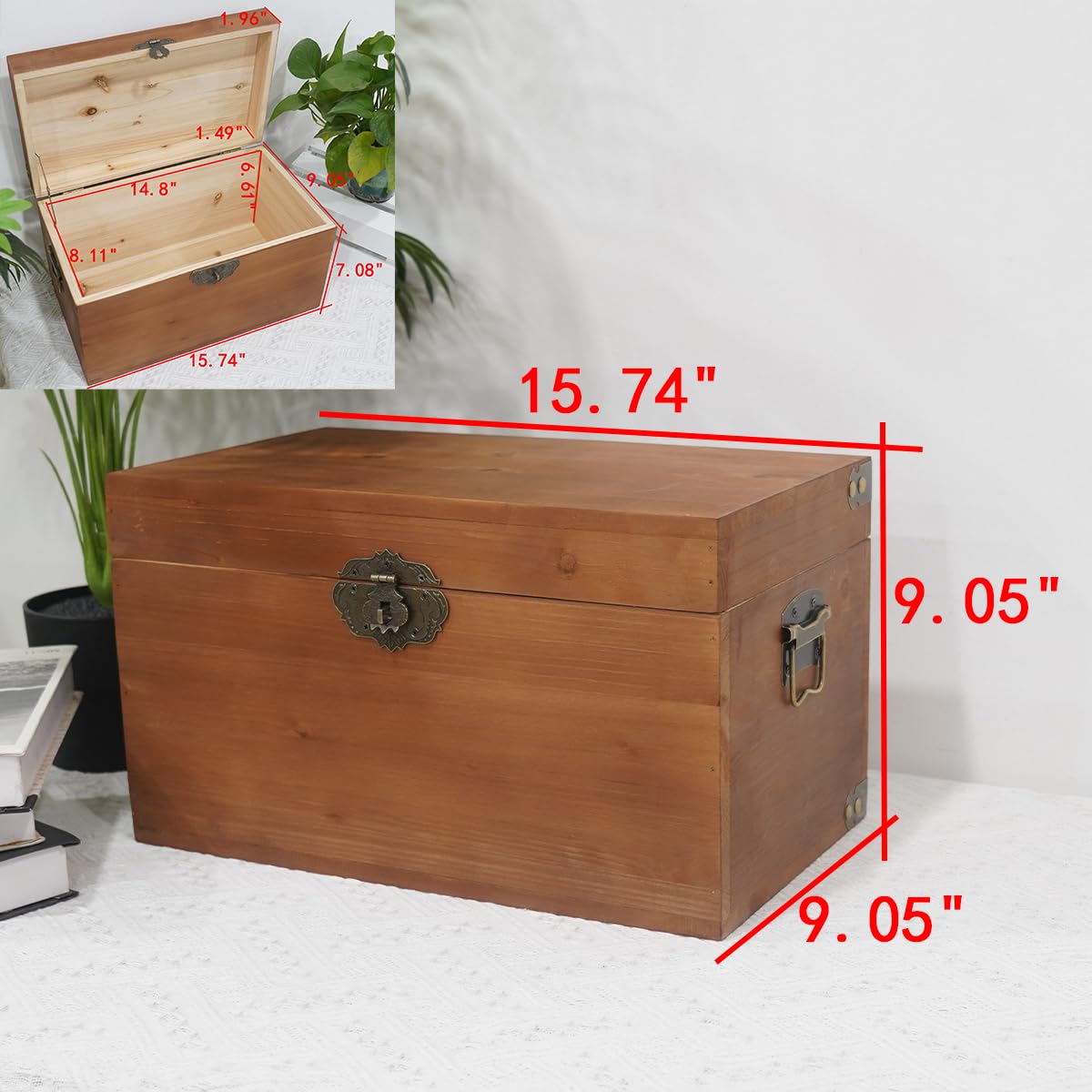 Solid Wood Storage Box for Jewelry & Crafts with Lid - Home Decor Organizer