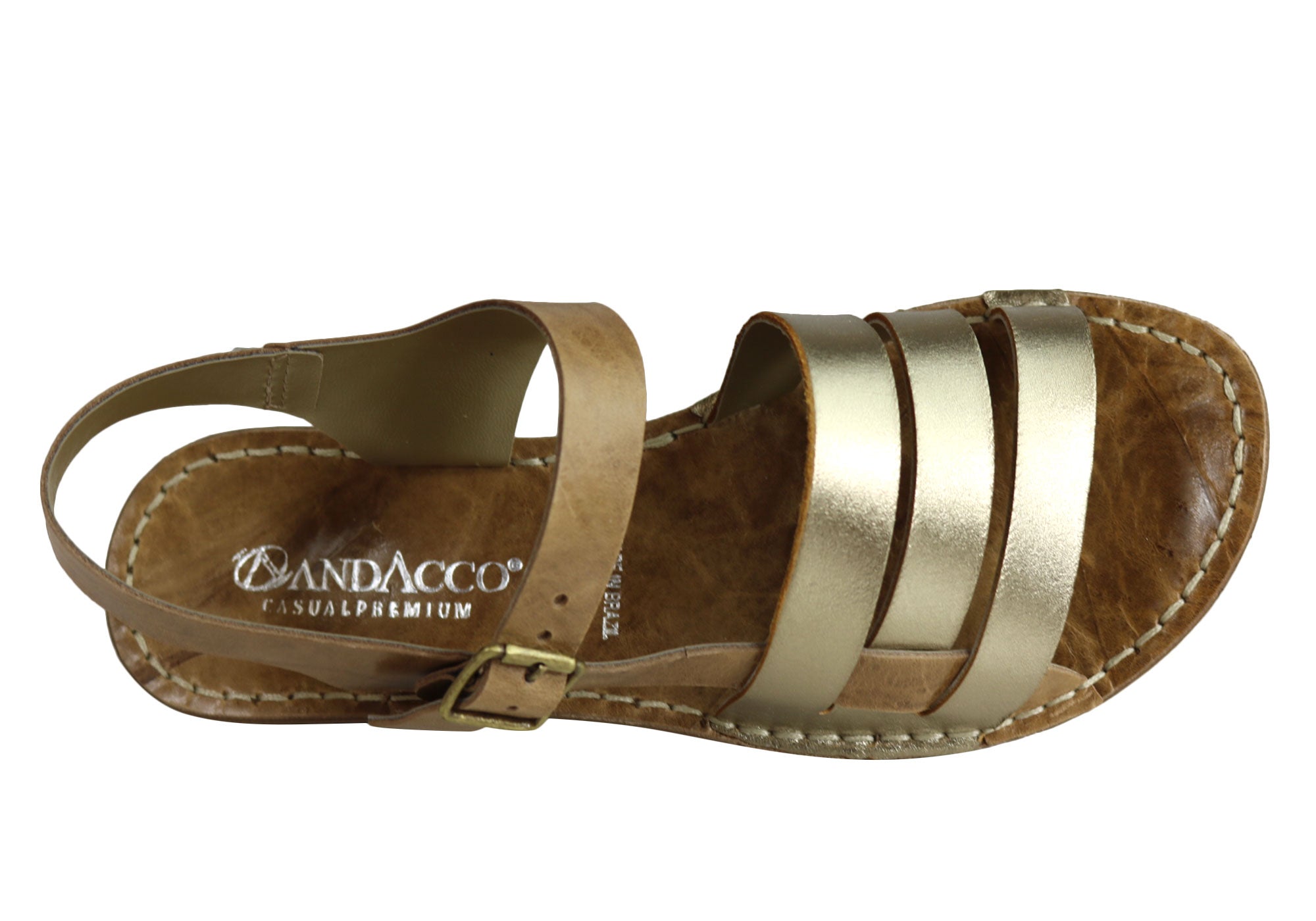 Andacco Aprili Women's Comfortable Flat Leather Sandals - Handmade in Brazil - Perfect for Beach, Vacation & Summer Outfits