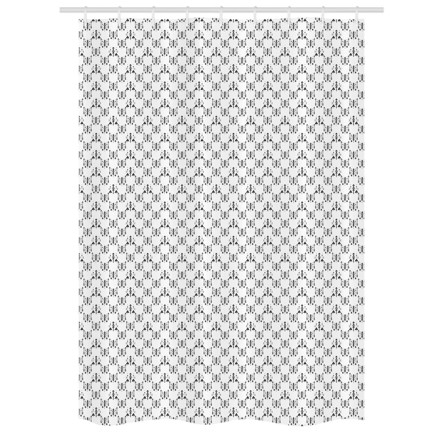 Ambesonne Tribal Stall Shower Curtain - Arrow Feathers Print Abstract Boho Monochrome Bathroom Decor, 54x78 Inches Charcoal Grey | Waterproof Fabric Set with Hooks for Modern & Bohemian Style Bathrooms