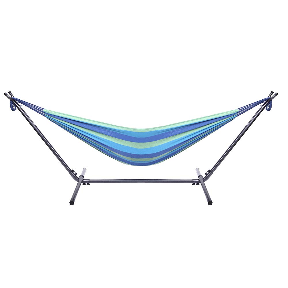 ERRTT Portable Outdoor Polyester Hammock Set - Lightweight & Durable for Beach, Park, Camping (Blue & Green) | Perfect for Backyard Relaxation, Travel & Picnics