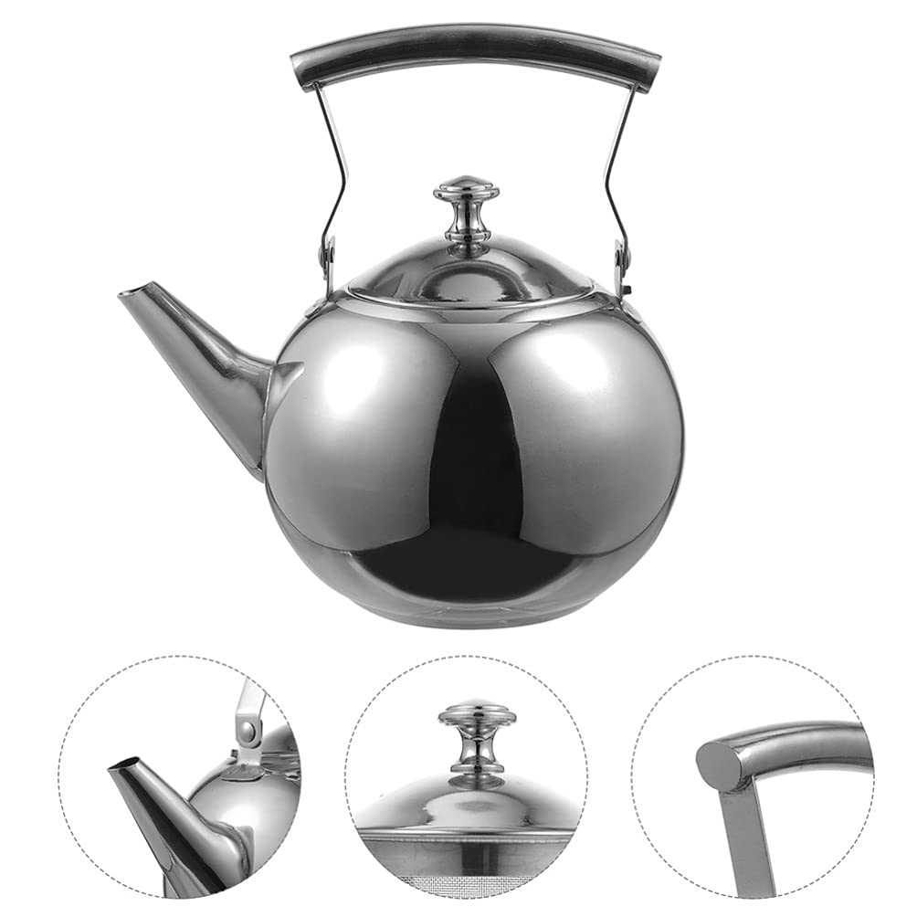 Premium 2L Stainless Steel Whistling Tea Kettle - Stovetop Safe Teapot with Built-in Strainer for Perfect Tea Brewing | Ideal for Home Kitchen, Camping & Office Use (Silver)