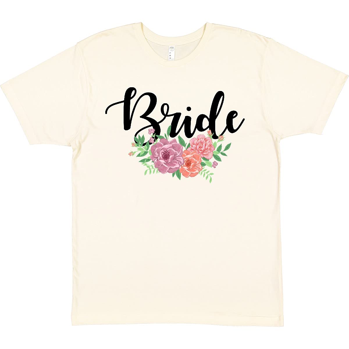 Inktastic Bride with Flower Illustration T-Shirt - Floral Wedding Shirt for Brides, Bridal Party & Bachelorette - Perfect for Weddings, Rehearsal Dinners & Honeymoon Getaways