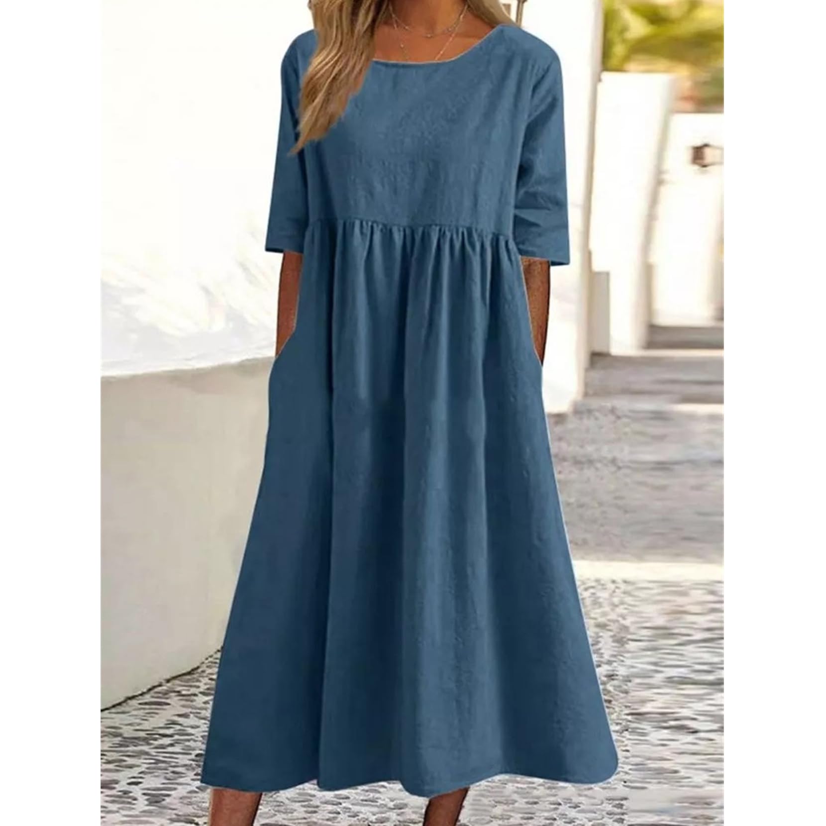 Boho Floral Maxi Dress for Women - Casual Loose Summer Short Sleeve Beach Dress with Pockets | Perfect for Vacations, Music Festivals & Beach Getaways