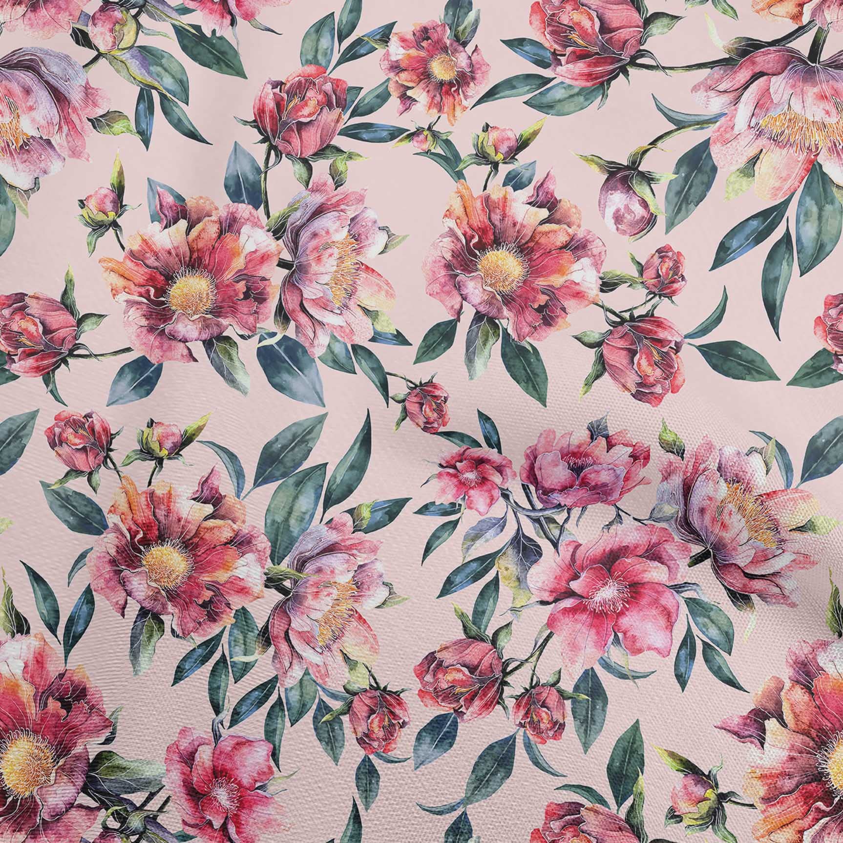 oneOone Rayon Light Pink Floral Print Fabric by The Yard - 56 Inch Wide Soft Draping Dress Material for Summer Dresses, Skirts & DIY Sewing Projects