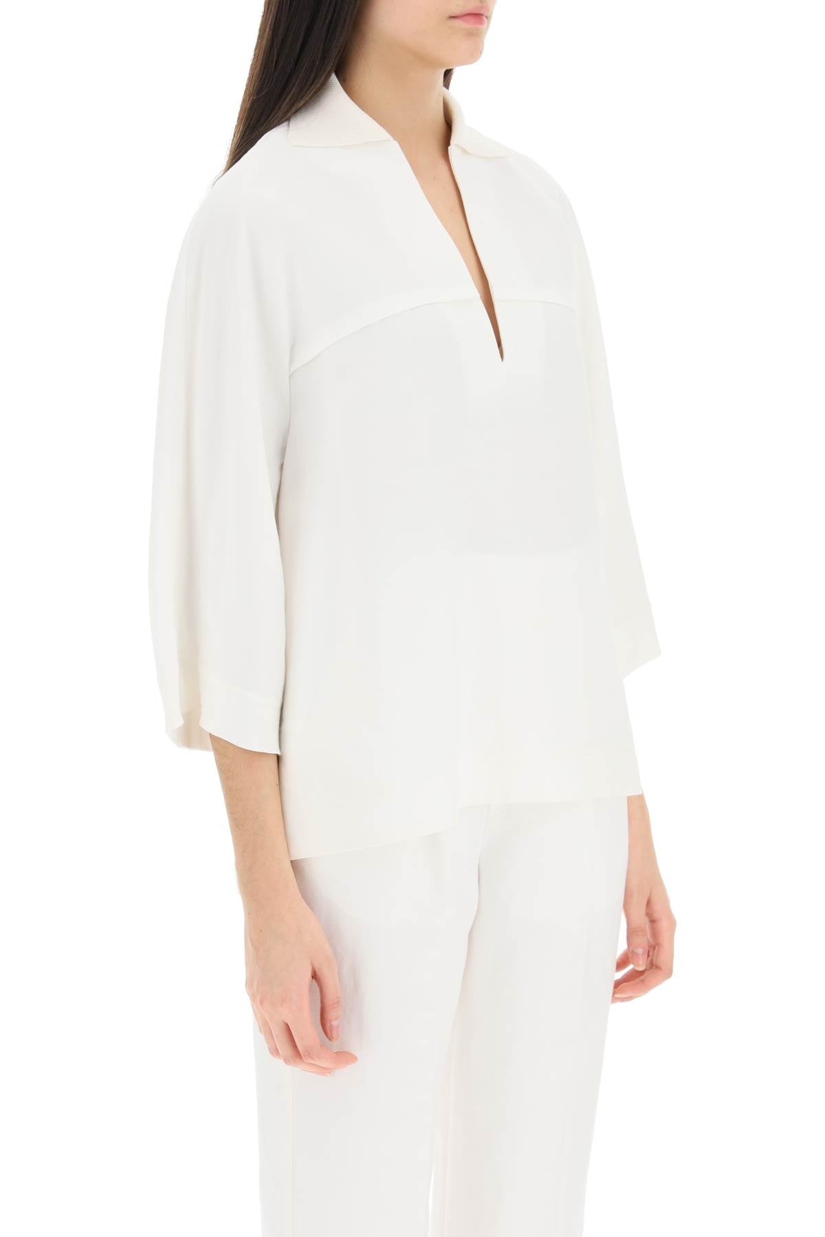 Agnona Linen Viscose Polo Blouse for Women - Comfortable Summer Casual Top for Office & Outdoor Wear
