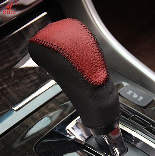 Genuine Black Leather Hand-Stitched Gear Shift Knob Cover for Honda Accord 9th Gen (2013-2017) - Premium OEM Automatic Transmission Accessories - Perfect for Car Interior Upgrade & Driving Comfort