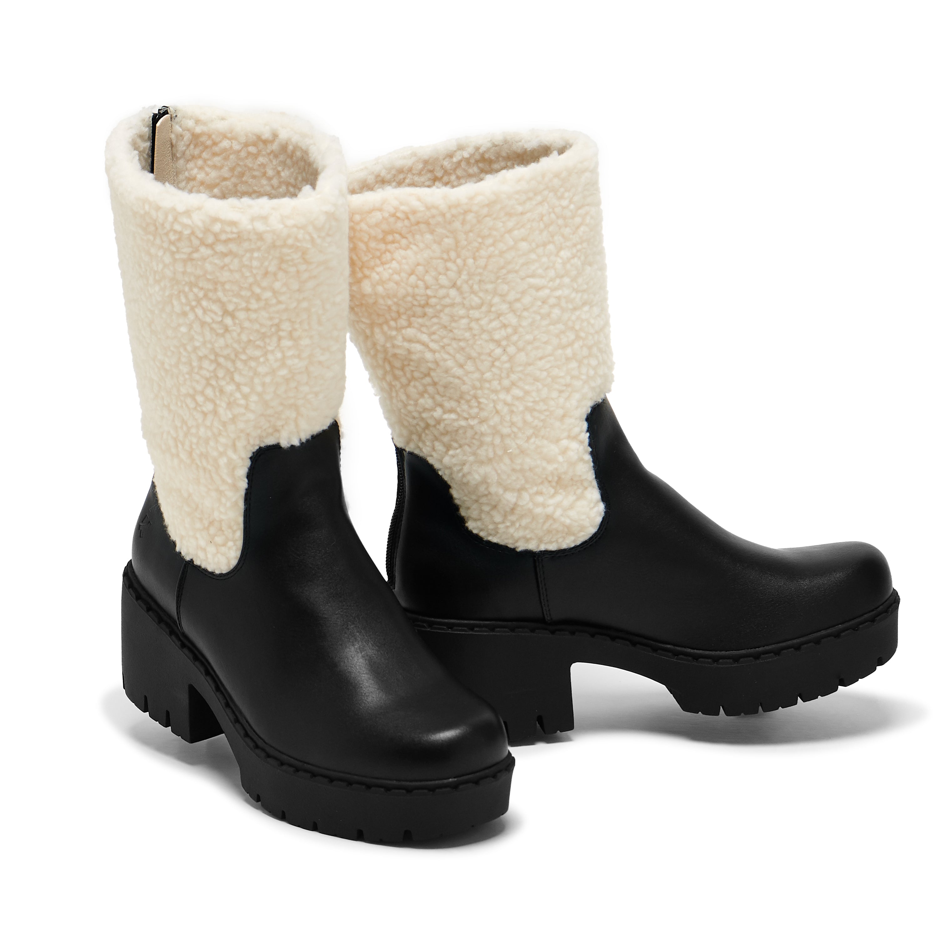 Texel Shearling Switch Boots for Women - Warm Winter Ankle Boots with Soft Shearling Lining - Black Waterproof Snow Boots for Cold Weather & Outdoor Activities