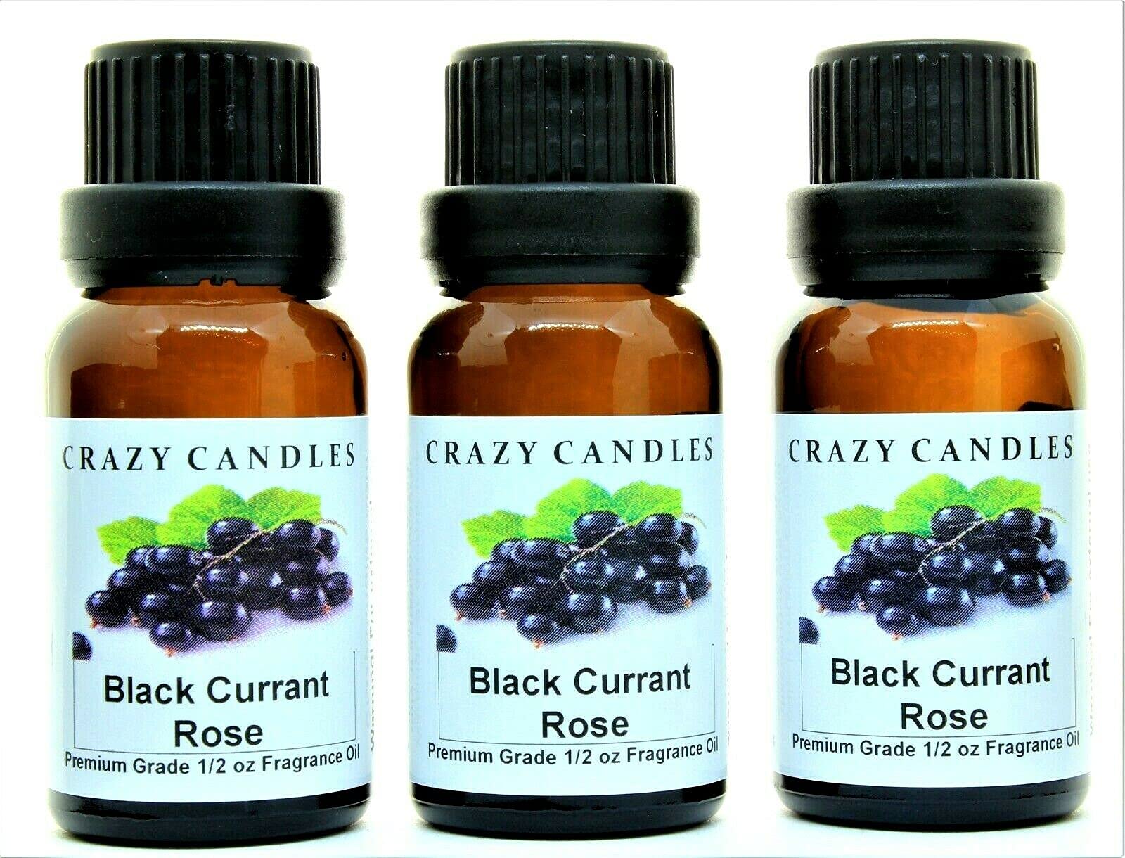 Premium Black Currant Rose Scented Fragrance Oil - 3 Bottles (1/2 FL Oz/15ml Each) - Aromatherapy, Candle Making & Home Diffuser Essential Oil