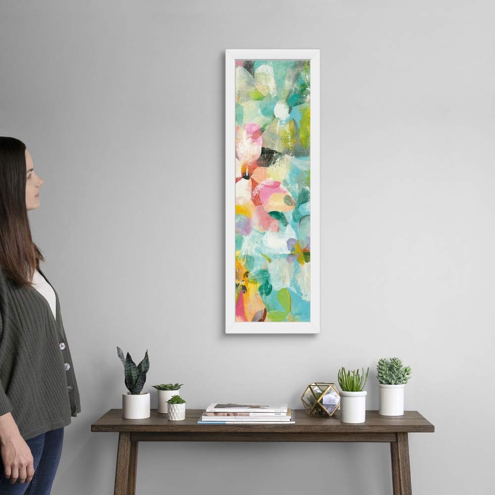 Happy Garden III White Framed Wall Art Print - Floral Botanical Decor for Living Room, Bedroom & Office - Ready to Hang Home Decor (16x20 Inches)