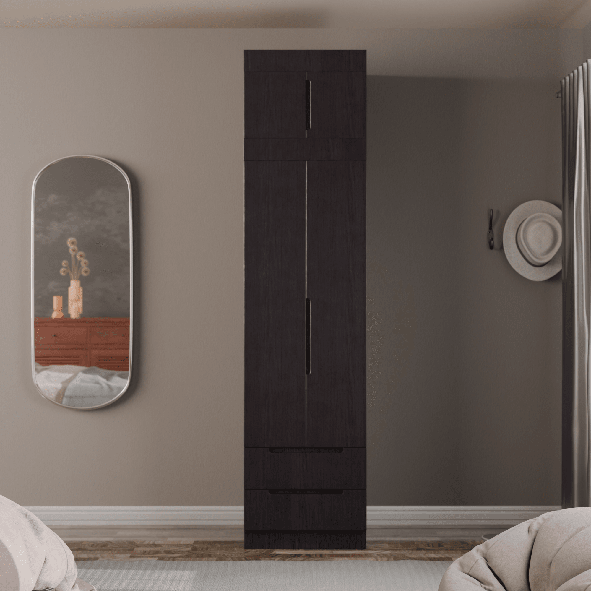 Harris 2 Door Open Wardrobe with Top Shelf - Modern Closet Organizer for Bedroom, Living Room & Entryway Storage