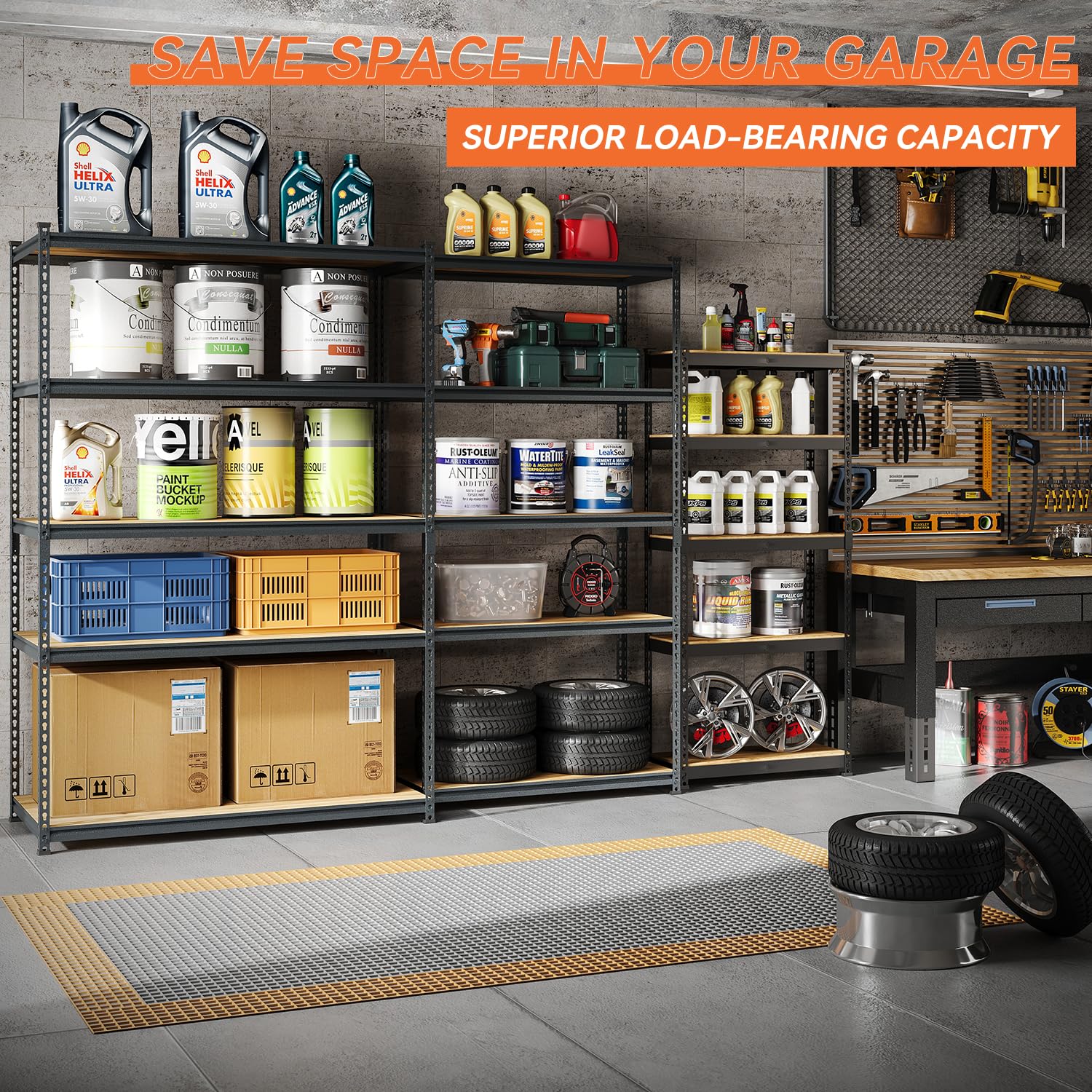 5-Tier Heavy Duty Metal Storage Rack - Adjustable Shelving Unit 36