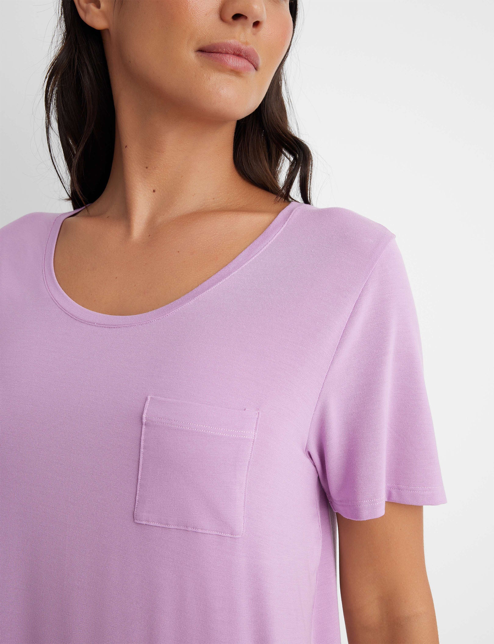 Ultra Soft Women's Second Skin Sleep Pocket Tee - Comfortable Lounge & Sleepwear for Relaxing at Home or Travel