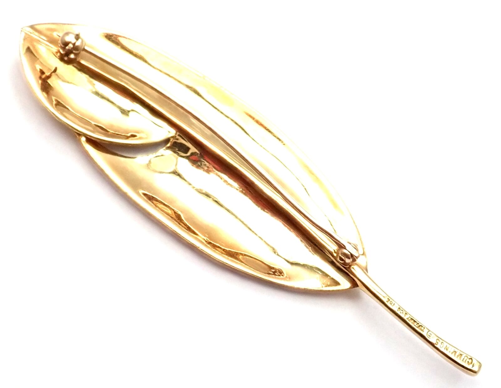 Authentic Tiffany & Co Angela Cummings 18k Yellow Gold Leaf Pin Brooch - Elegant Jewelry Gift for Women, Perfect for Weddings, Parties & Special Occasions