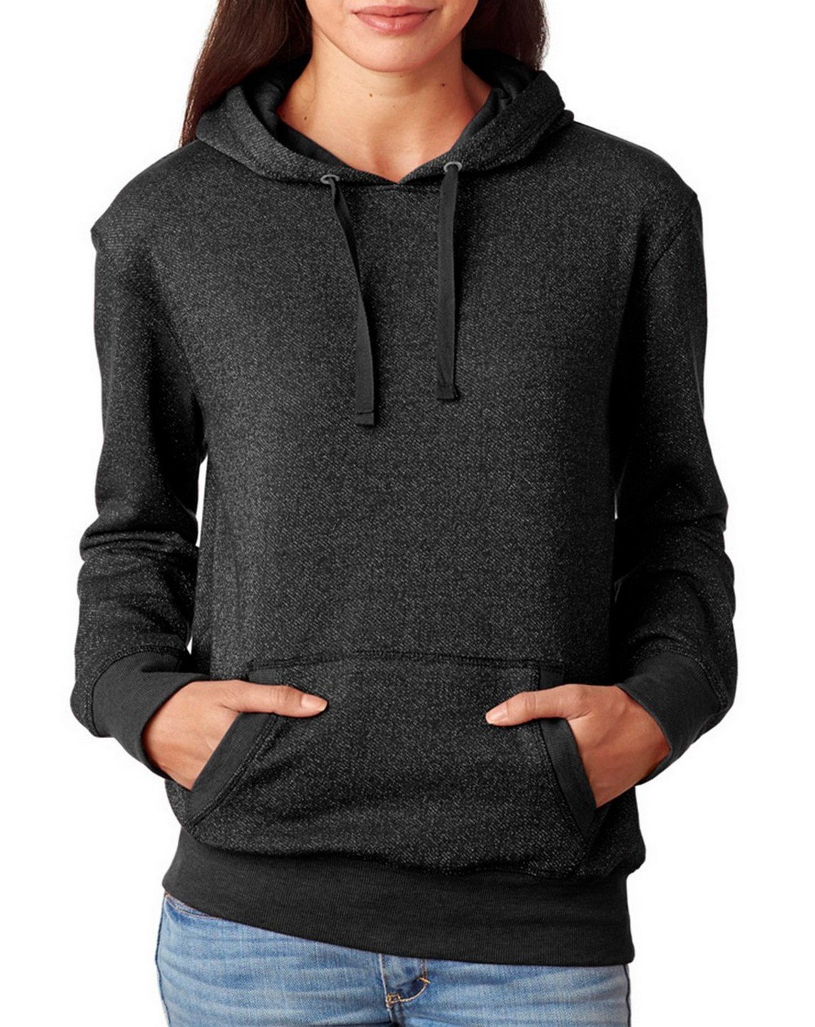 J. America J8860 Women's Glitter Hooded Fleece Jacket - Cozy Winter Outerwear for Casual Wear & Outdoor Activities
