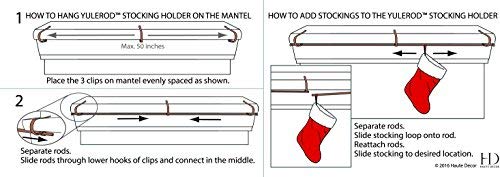 Original MantleClip Stocking Holder Rod - Matte Black Fireplace Mantel Hanger for Large Families, Holds Multiple Stockings (Fits Up to 3