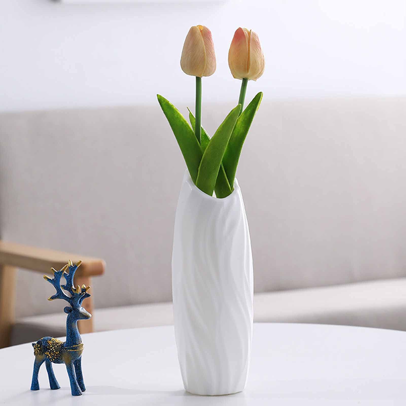 Meideli Unbreakable Plastic Flower Vase - White, Blue & Grey Decorative Vases for Home Decor | Perfect for Living Room, Dining Table & Wedding Centerpieces