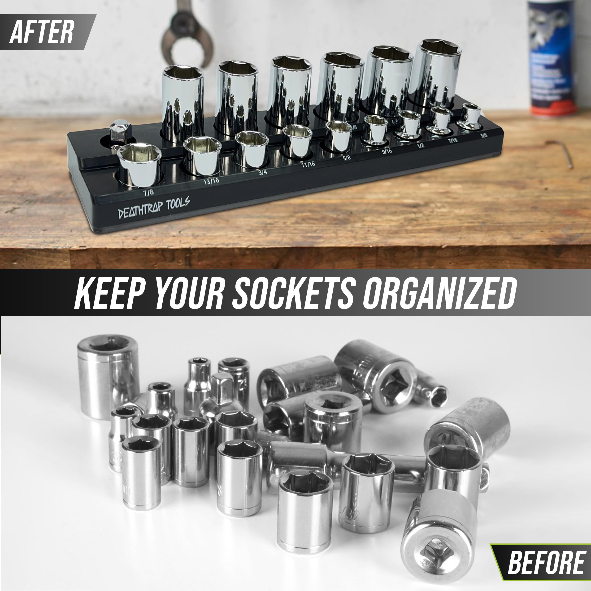3-Pack Magnetic Socket Organizer Set - 1/4