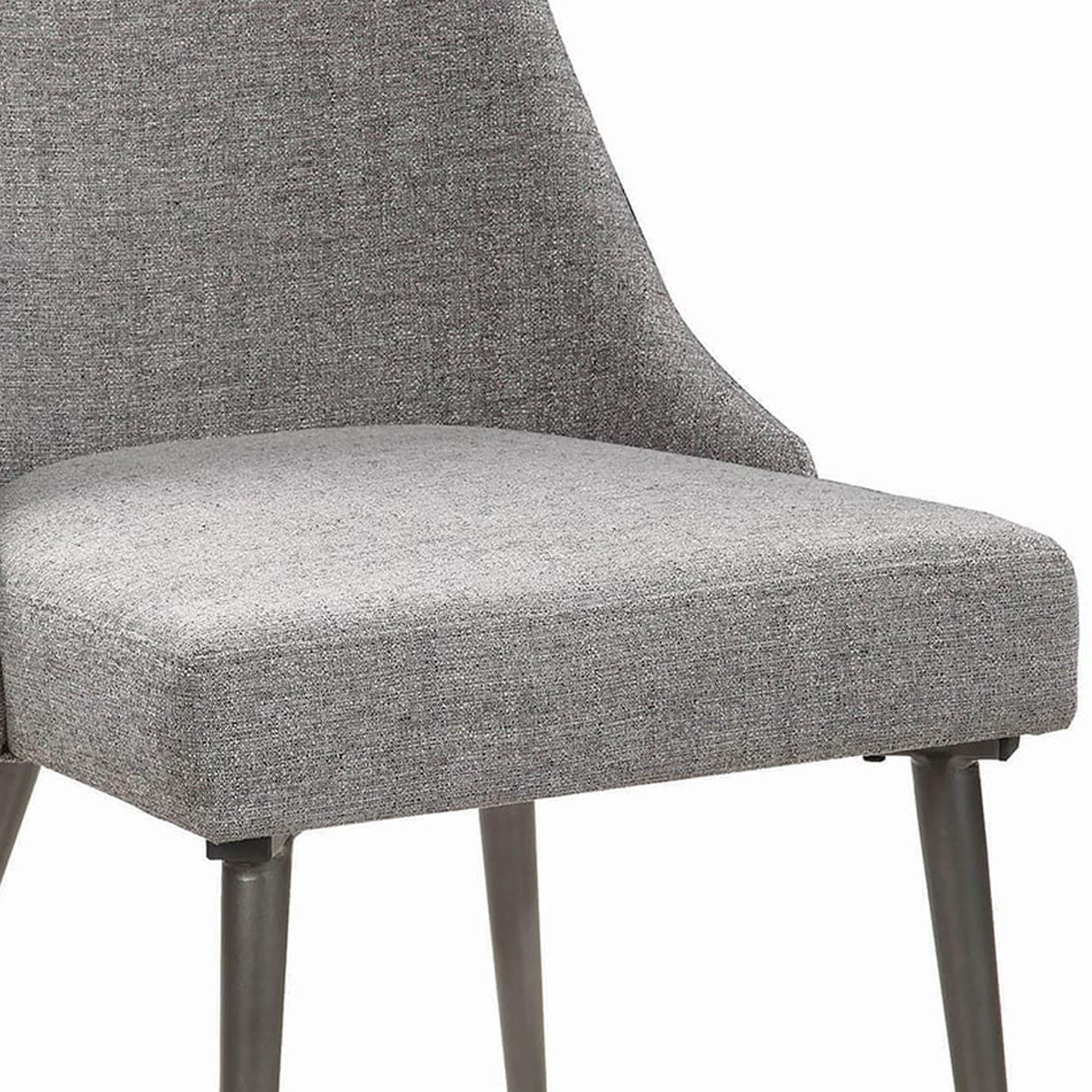 Benjara Textured Fabric Upholstered Metal Frame Dining Chairs, Set of 2, Gray - Modern Kitchen & Dining Room Seating for Home & Restaurant Use