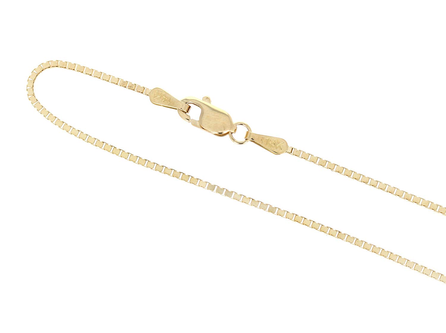 14KT Gold 1mm Box Chain Necklace - Thin Delicate Pendant Chain for Women & Men - 18