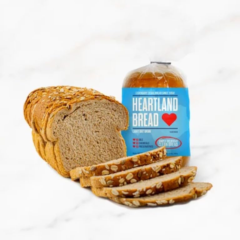 Organic Lite Oat Bran Bread Sliced - Heartland Bread | No Fats, Oils, Chemicals or Preservatives | 100% Natural Homemade Taste | 32oz Loaf | Perfect for Healthy Breakfast, Sandwiches & Low-Carb Diets