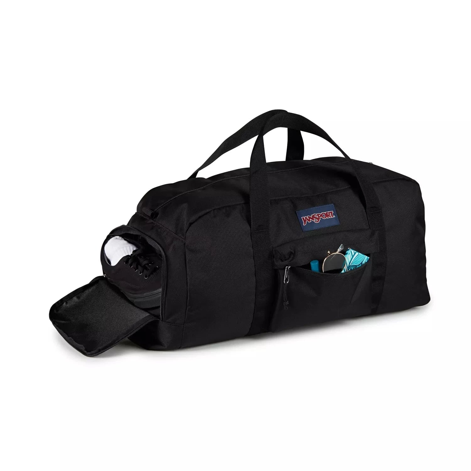 JanSport Weekender Large Duffel Bag - Black | Durable Travel Duffel for Weekend Trips, Gym & Sports Gear | Perfect for Camping, Workouts & Overnight Stays