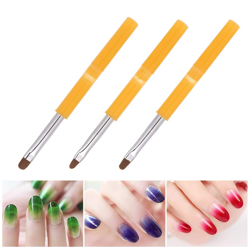 9pcs UV Gel Acrylic Nail Brushes Kit - Professional False Nail Tips & Nail Art Design Tools Set with Painting Liner, Builder Brush for Manicure & Pedicure (Amber Color) - Perfect for Salon, Home DIY & Professional Nail Artists