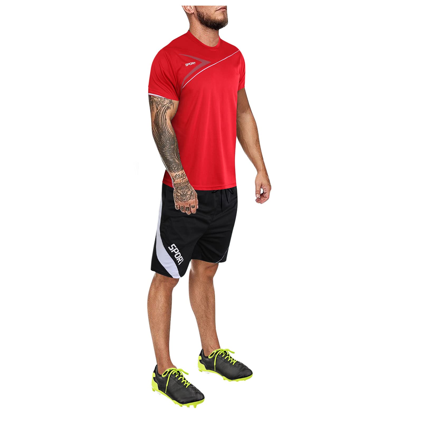 Men's Short Sleeve Shirt & Shorts Set - Breathable Sportswear, Jogging Suit & Casual Track Suits | 2-Piece Outfit for Running, Gym & Summer Wear | Lightweight & Comfortable Activewear