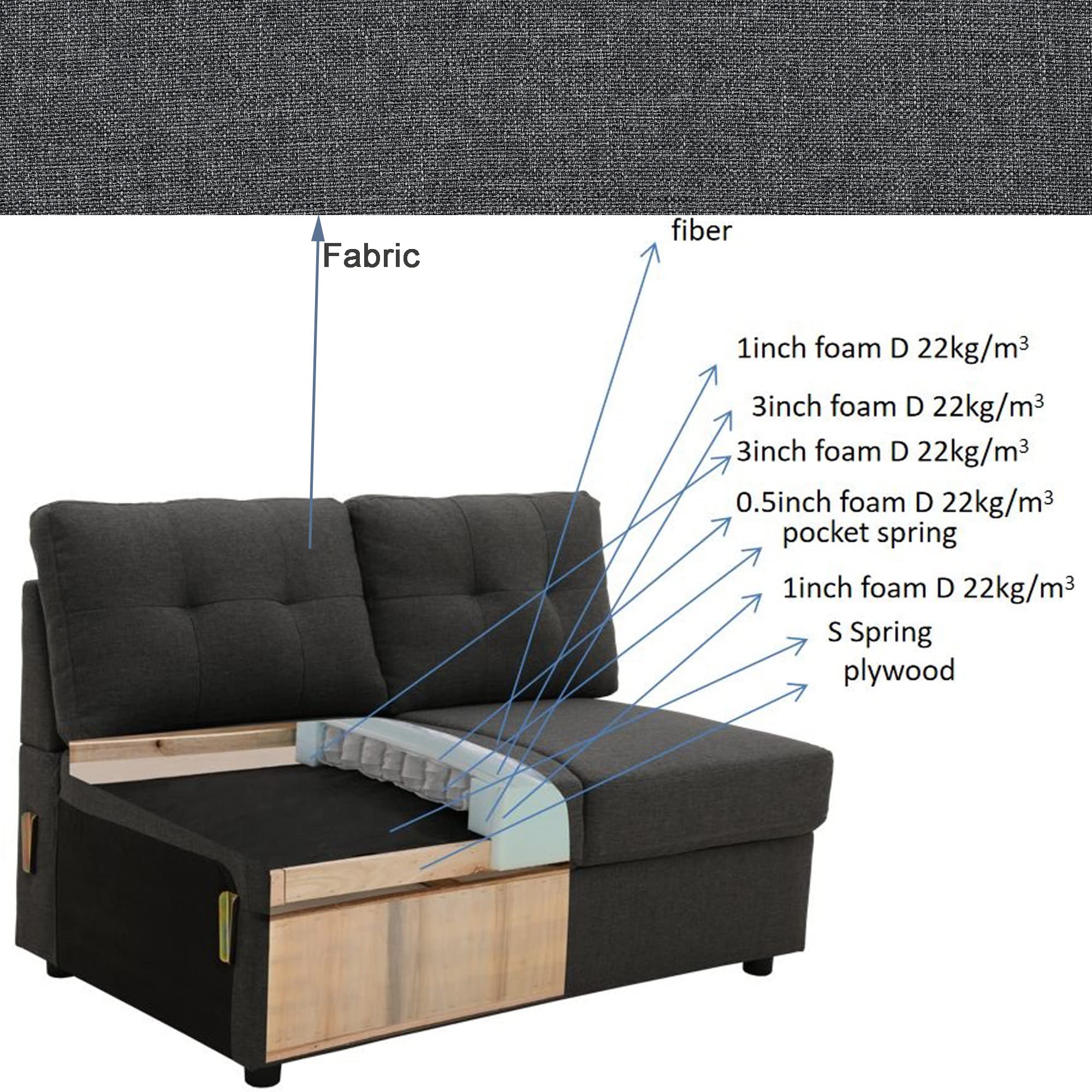 Modern L-Shaped Sectional Sofa Bed with Pull-Out Sleeper & Reversible Storage Chaise - Convertible 3-Seater Tufted Linen Upholstered Couch for Small Spaces - Perfect for Living Rooms, Home Offices & Apartments (Space-Saving Multi-Functional Furniture)