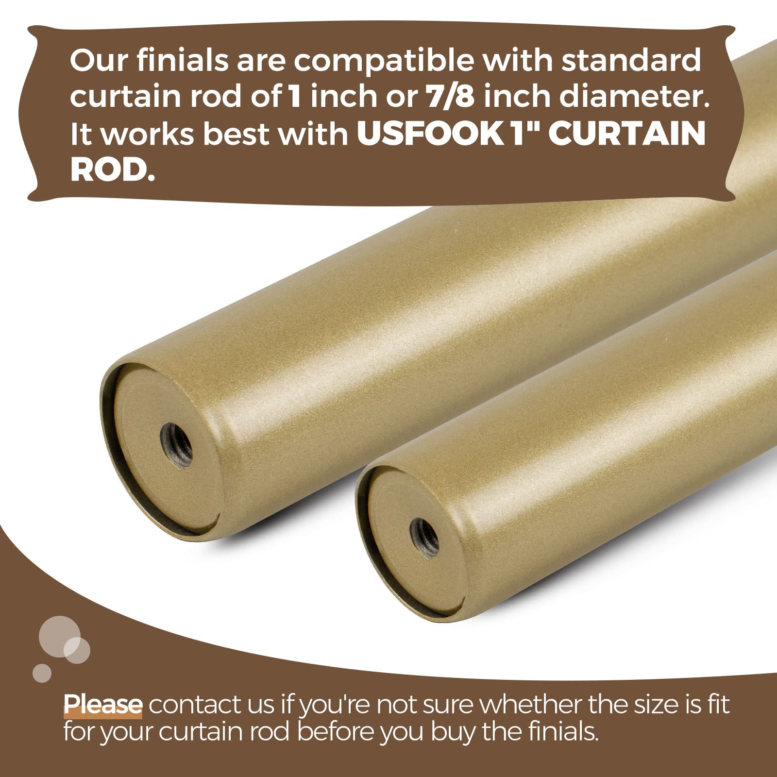 2 Pack Gold Foil Embedded Translucent Finials for 1