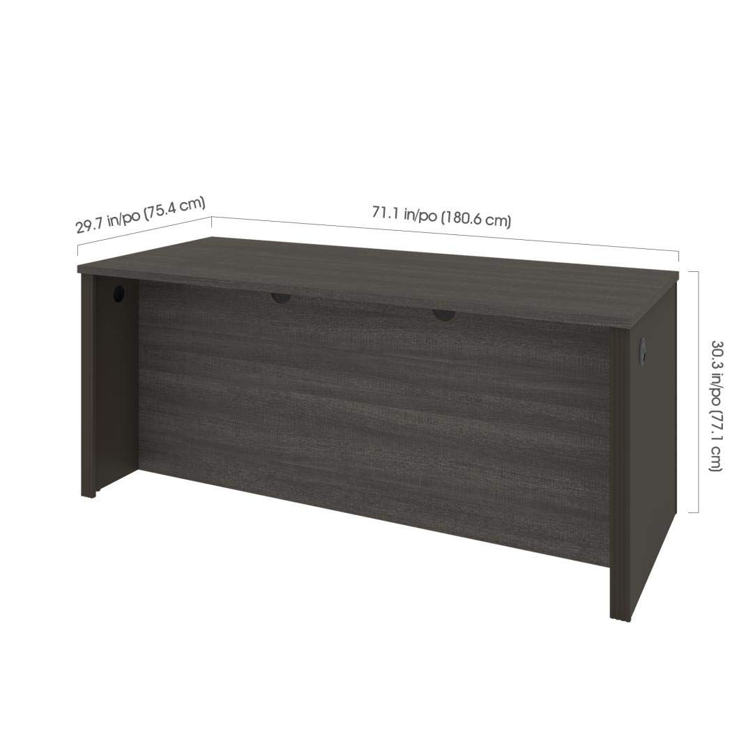Bestar Prestige + 72W Office Desk Shell in Bark Grey & Slate - Modern Computer Workstation for Home & Office Workspace