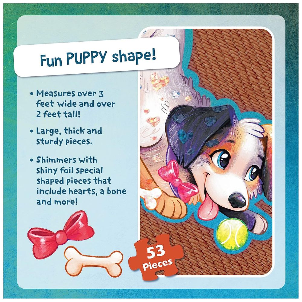 Peaceable Kingdom Shiny Puppy Floor Puzzle - 24-Piece Educational Dog Puzzle for Kids Ages 3-5 | Fun Learning Activity for Preschool Classroom & Home Playtime