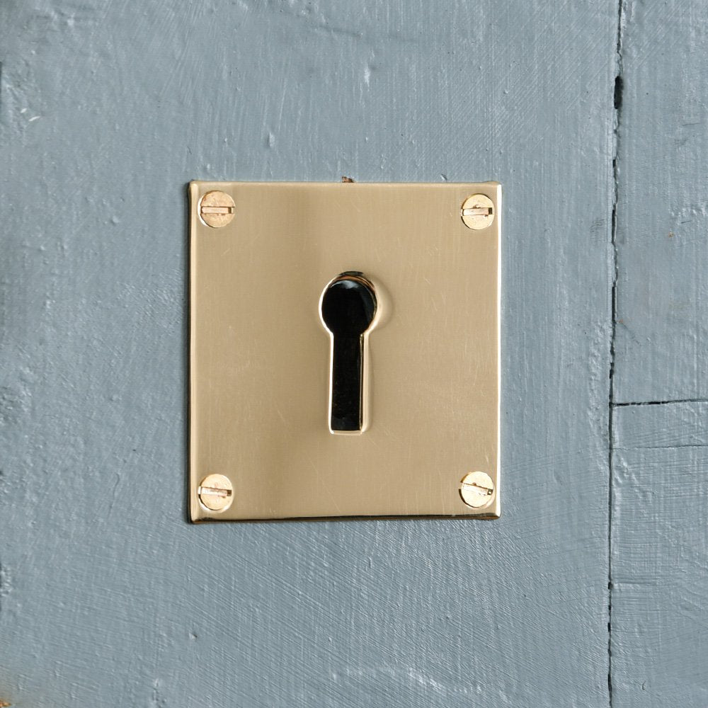 Polished Brass Square Escutcheon Plate - Decorative Door Hardware for Cabinet & Furniture - Perfect for Home, Office & Commercial Spaces