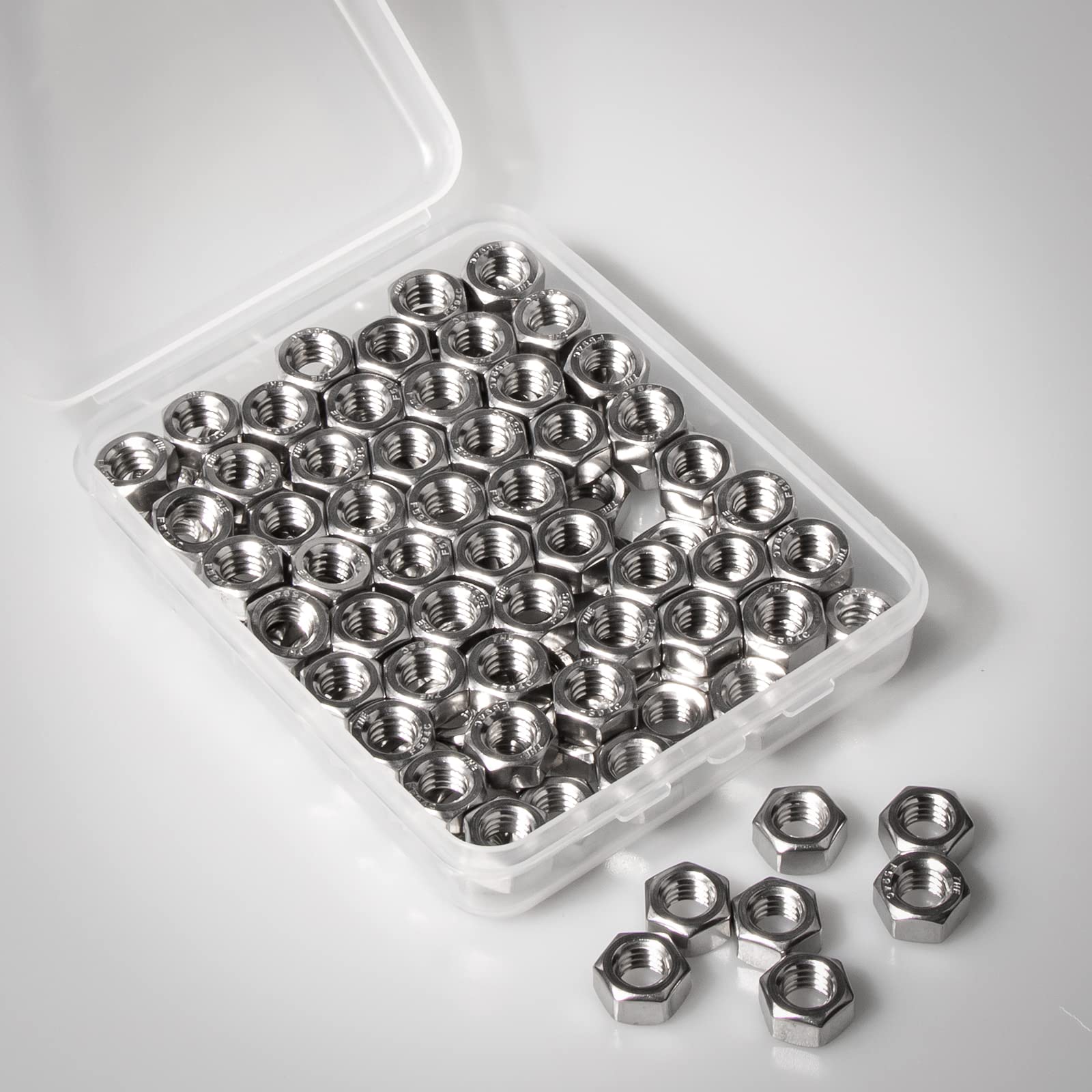 5/16”-18 Hex Nuts (110Pcs) - 18-8(304) Stainless Steel Hardware Nuts for Screw Bolts - Perfect for DIY Projects, Automotive Repairs & Construction Use